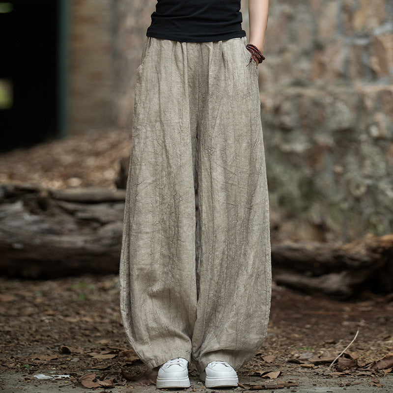 Boho Distressed Meditation Harem Pants - Oat