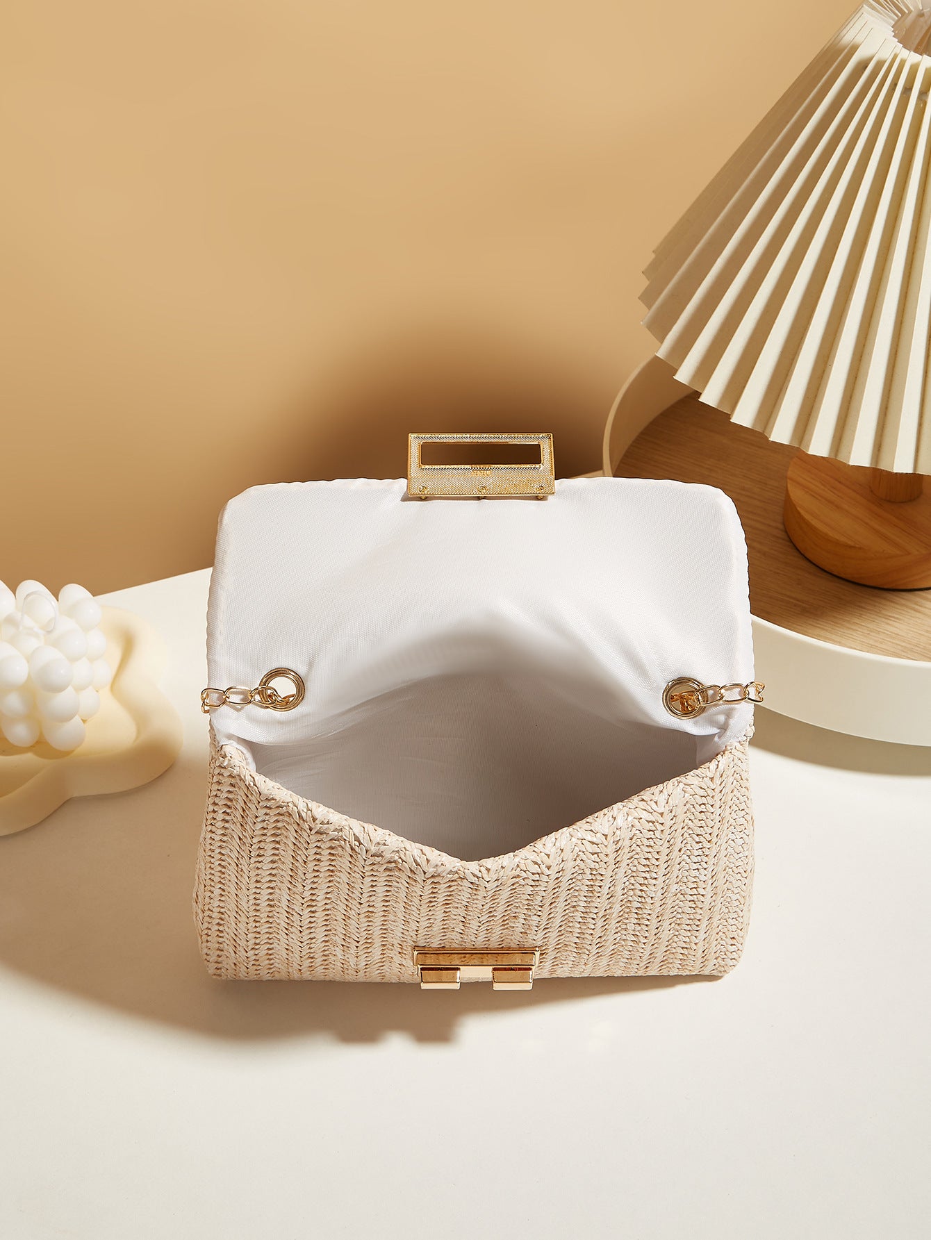Straw Lock Box Crossbody Bag