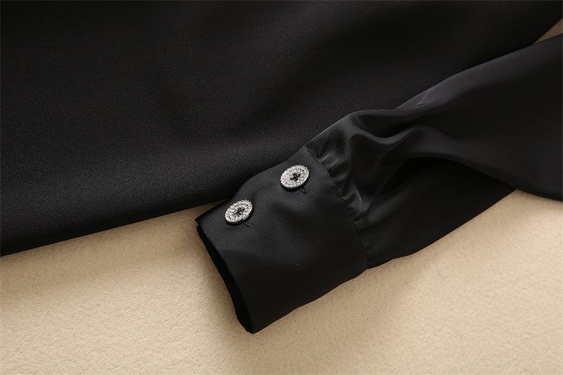 Black Long-Sleeve Cinch Waist Jumpsuit