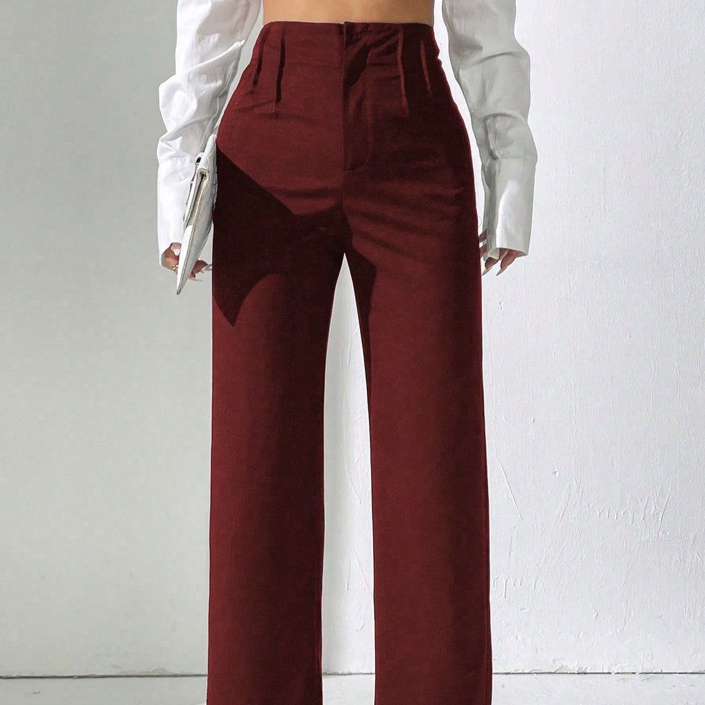 Tailored High-Waist Straight-Leg Wide Pants