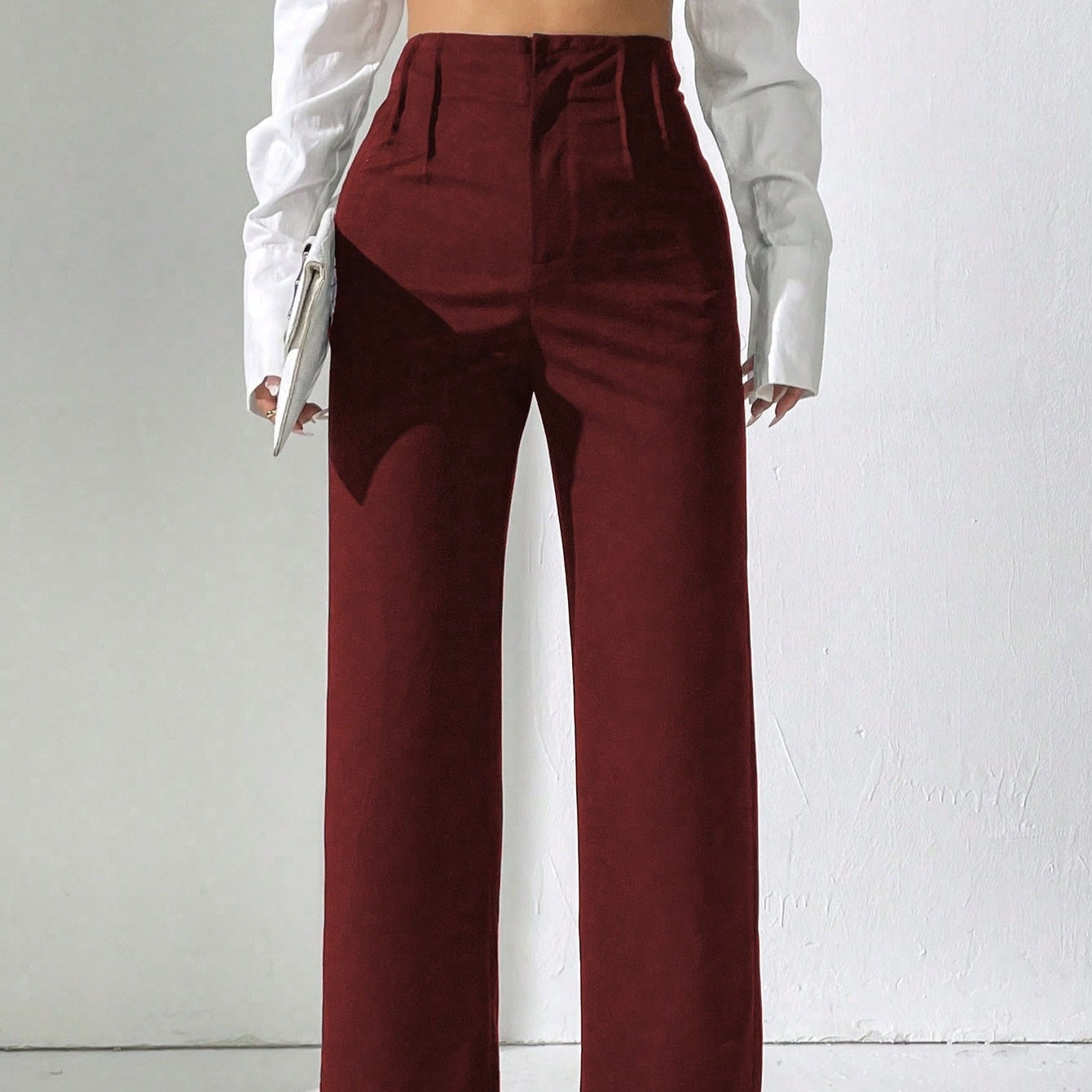 Tailored High-Waist Straight-Leg Wide Pants