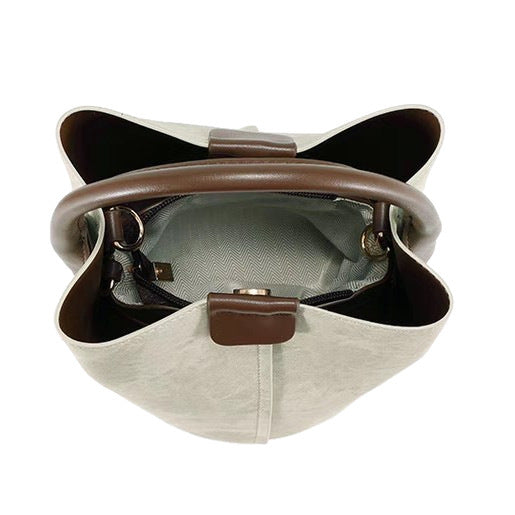 Soft Vegan Leather Bucket Handbag