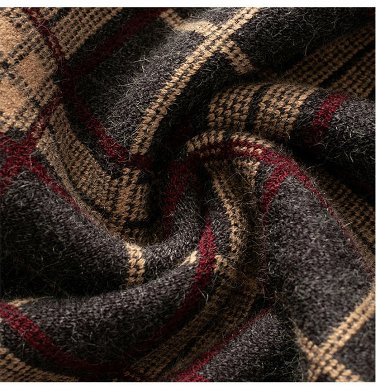 Midi Plaid Wool Skirt - Black