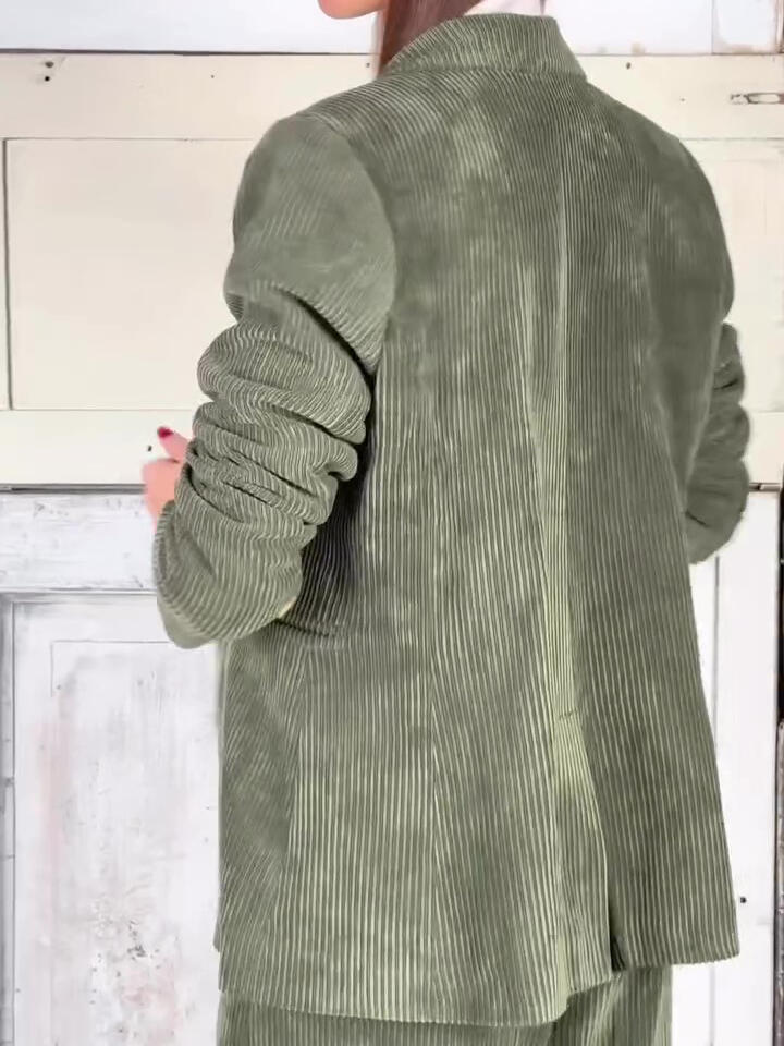 Casual Corduroy Blazer & Pants Set