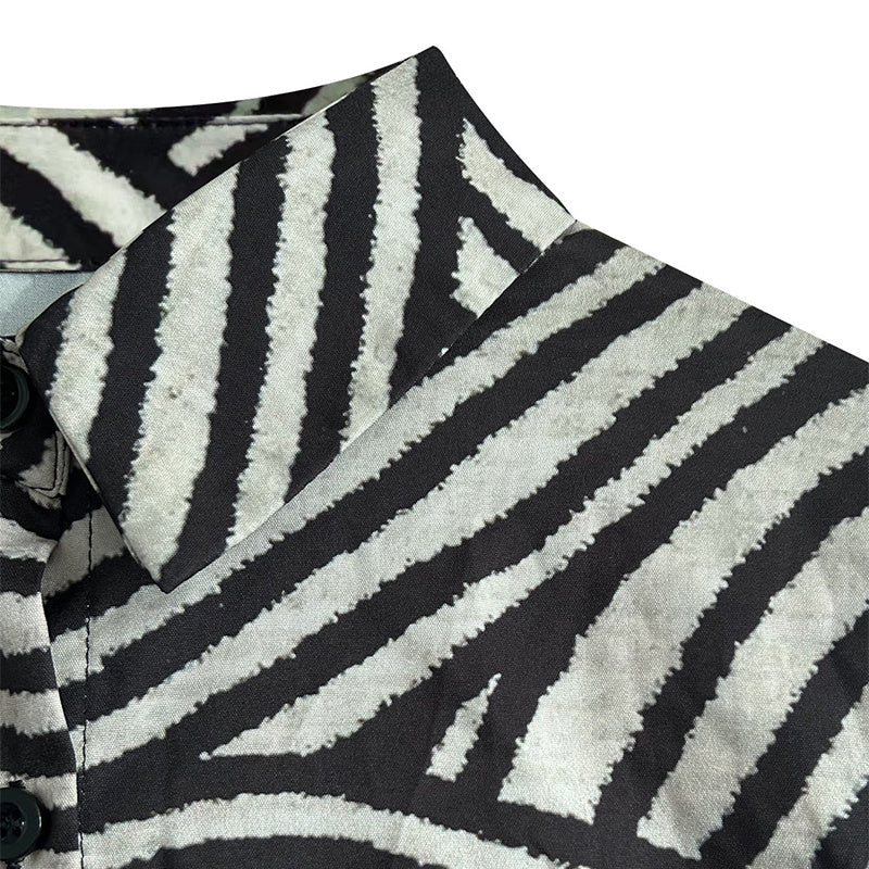 Striped Long Sleeve Button-Up Casual Loose Fit Blouse