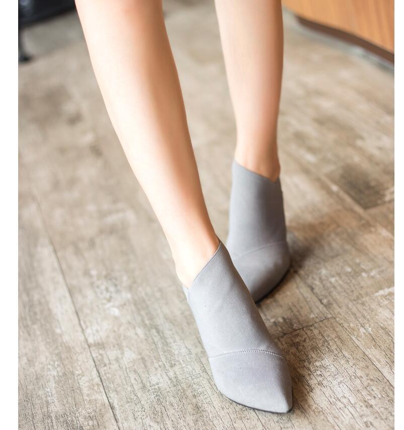 Retro High-Heel Ankle Boot - Gray
