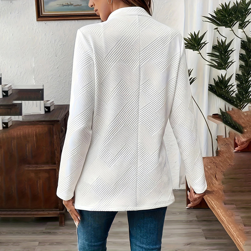 Single-Breasted Notched Lapel Textured Mid-Weight Blazer