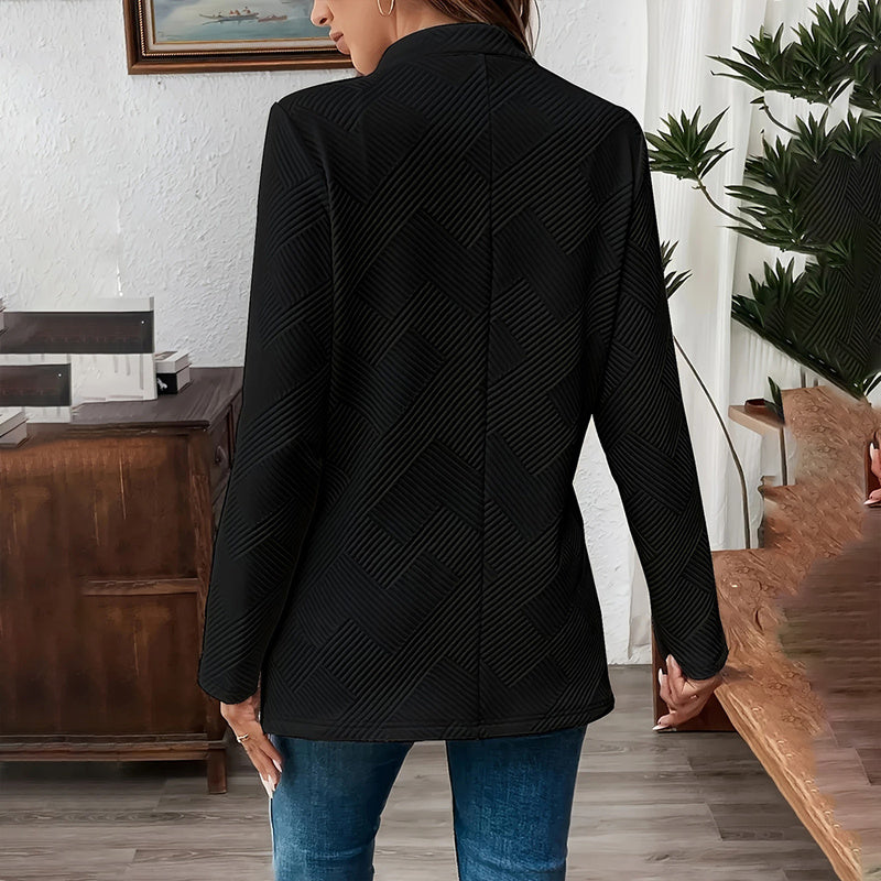 Single-Breasted Notched Lapel Textured Mid-Weight Blazer