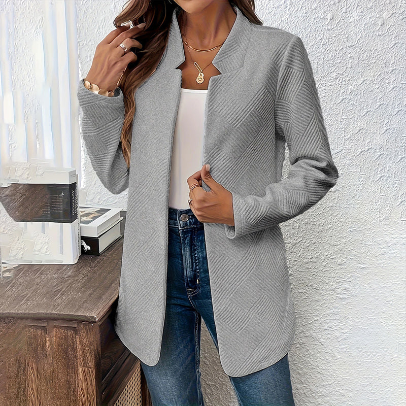 Single-Breasted Notched Lapel Textured Mid-Weight Blazer