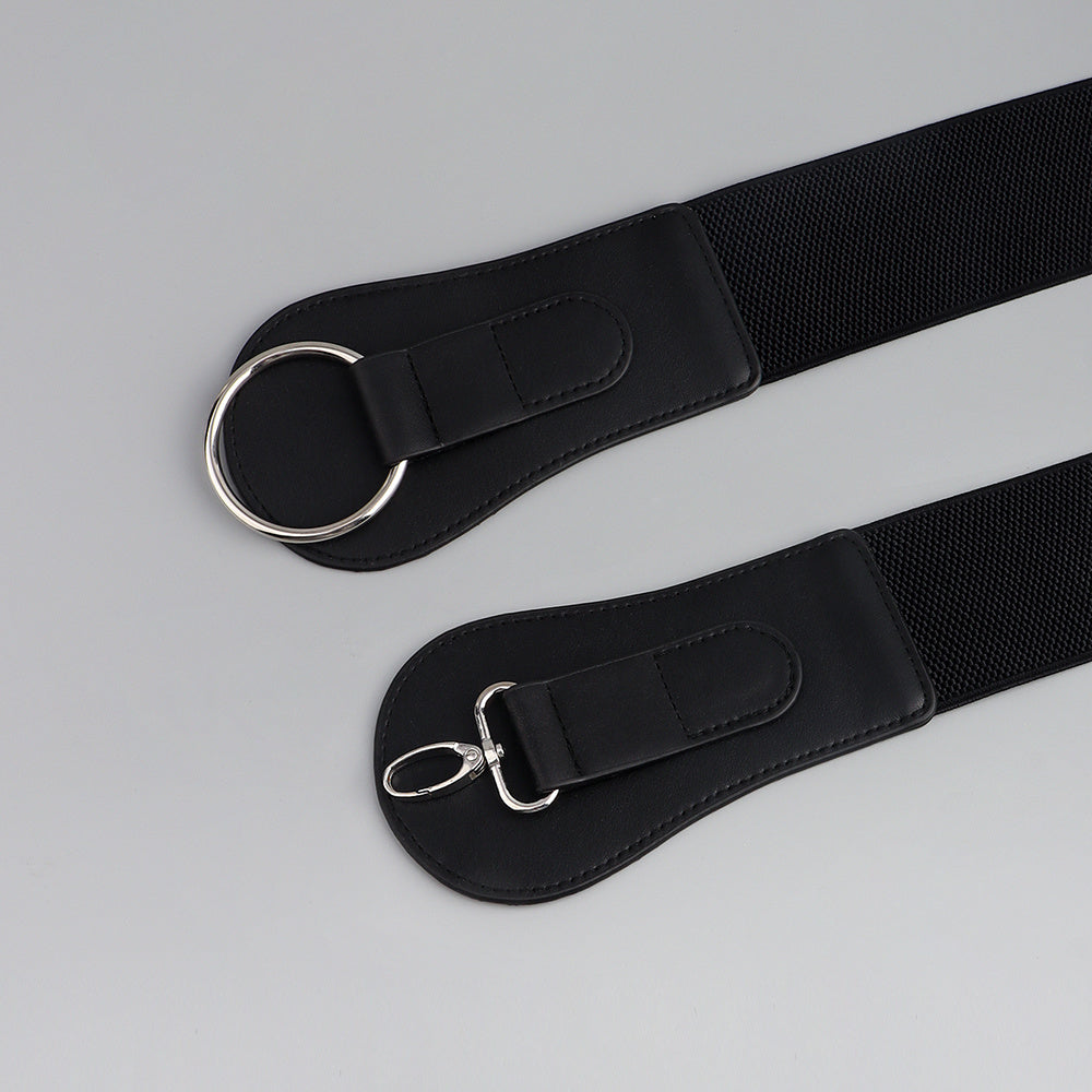 Vegan Leather Waist Cover Belt - Black