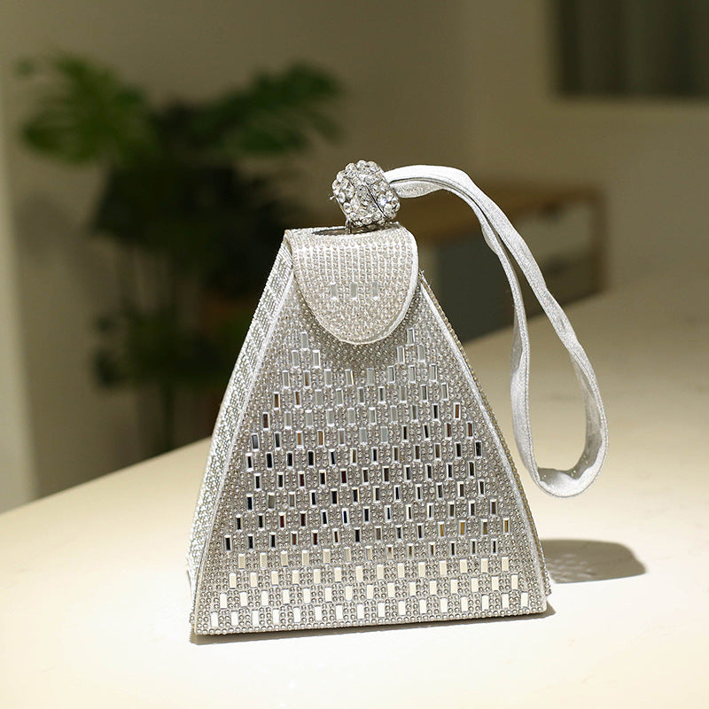 Wristlet Clutch Leather Pyramid Bag