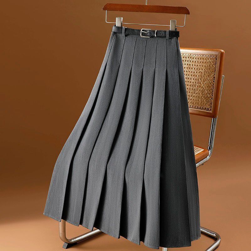 Mid-Length A-Line Pleated Skirt