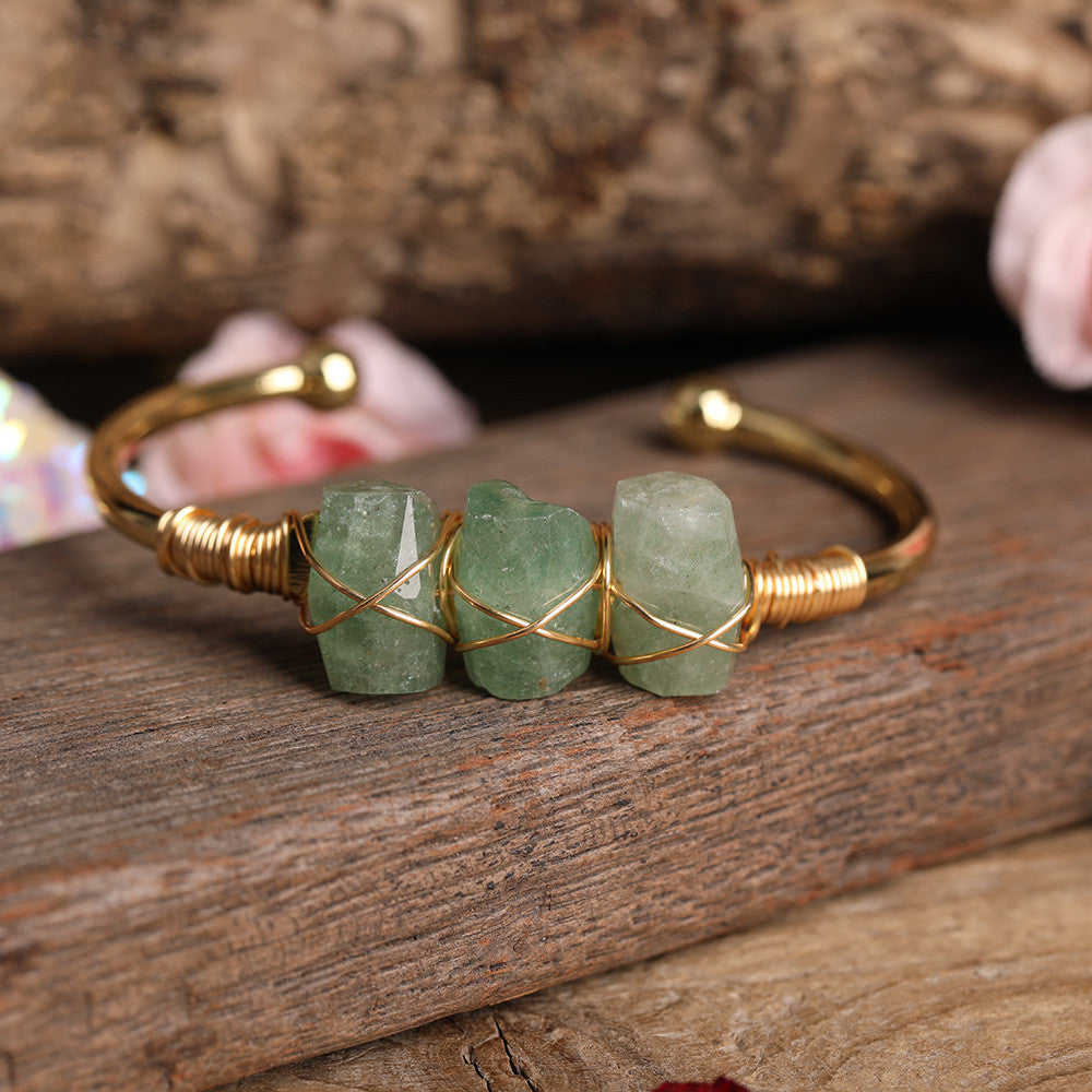 Natural Canadian Jade Beaded Cuff Bracelet