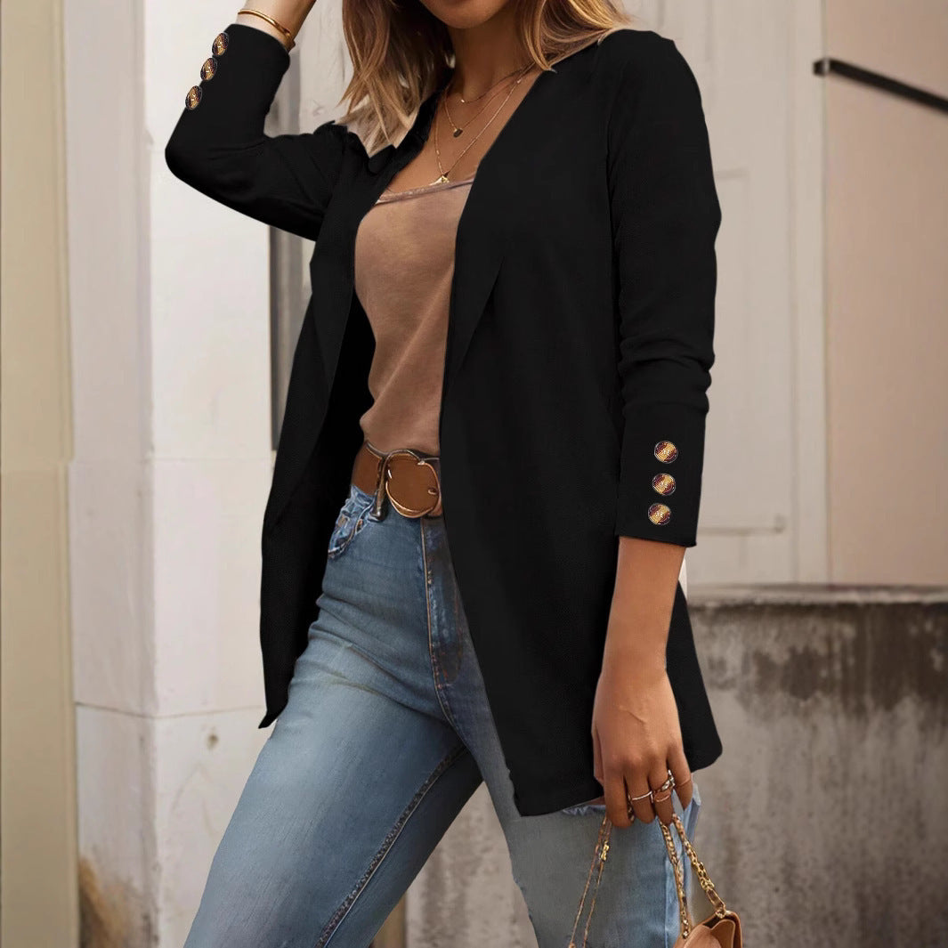 Polo Collar Long Sleeve Slim Fit Blazer