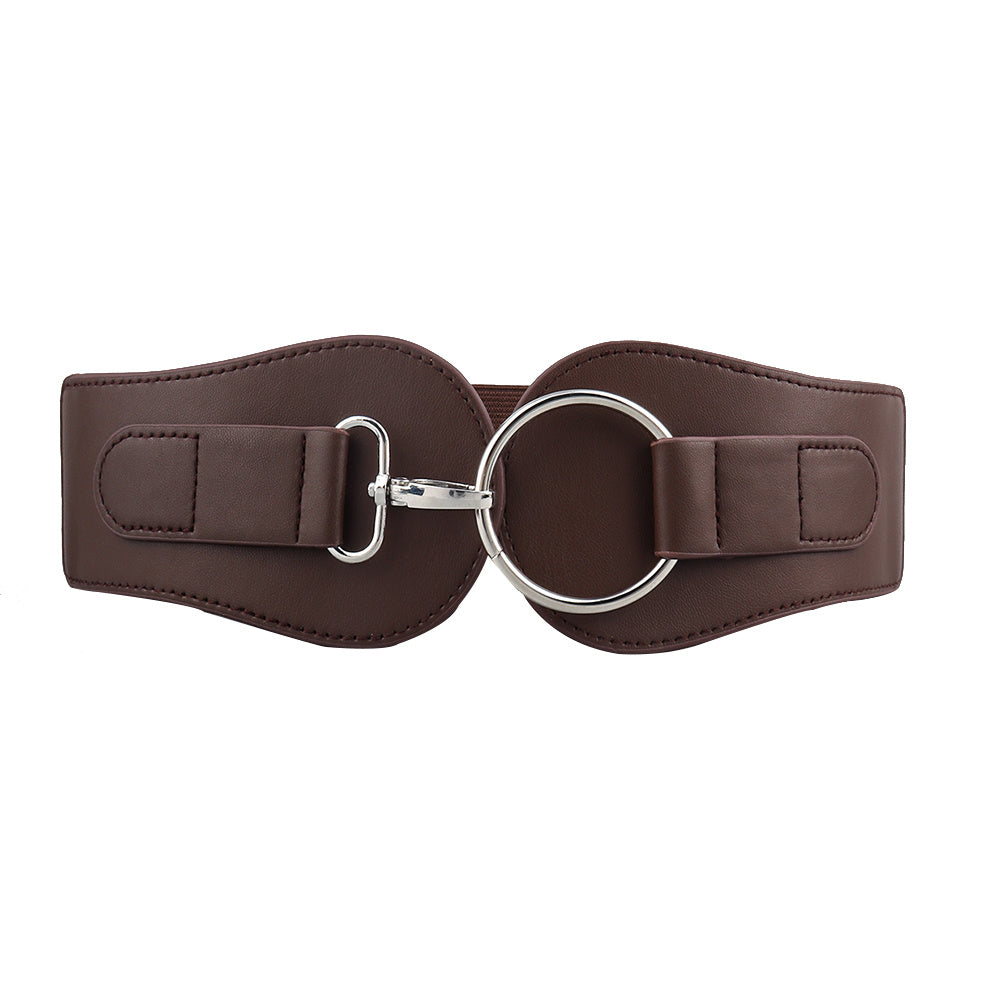 Vegan Leather Waist Cover Belt - Brown