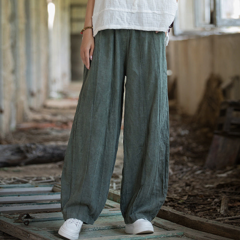 Boho Distressed Meditation Harem Pants - Bluestone