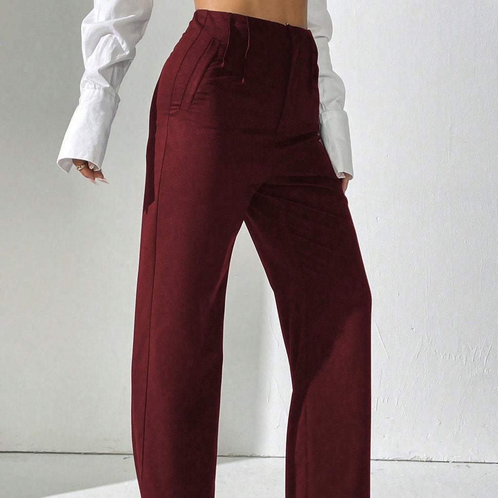 Tailored High-Waist Straight-Leg Wide Pants