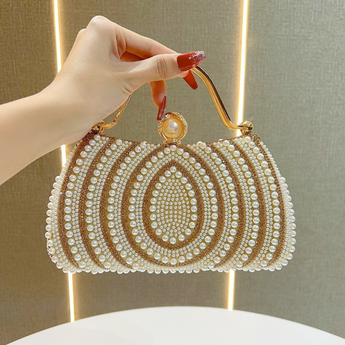 Pearl Diamond Clutch Handbag