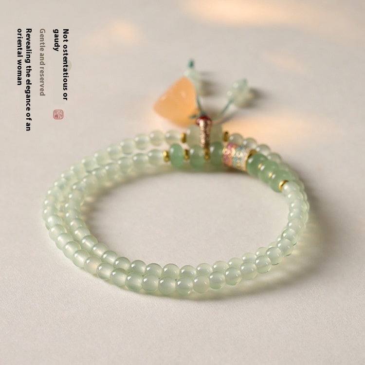 Natural Aventurine Glass Lotus Pods Lucky Bamboo Positivity Bracelet