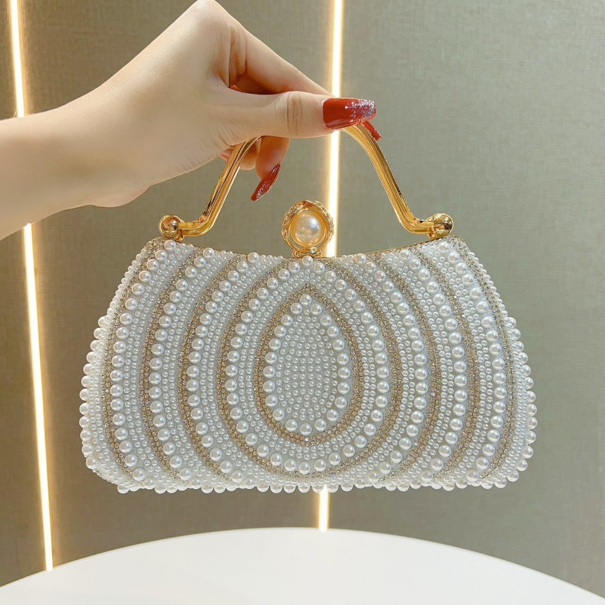 Pearl Diamond Clutch Handbag