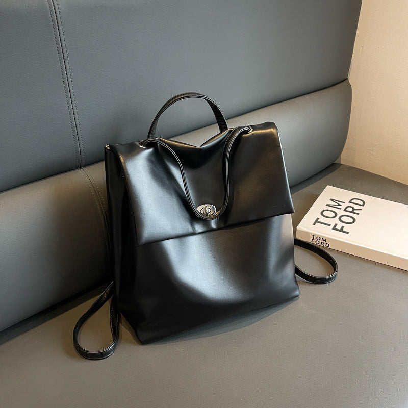 Retro Commuter-Style Vegan Leather Backpack