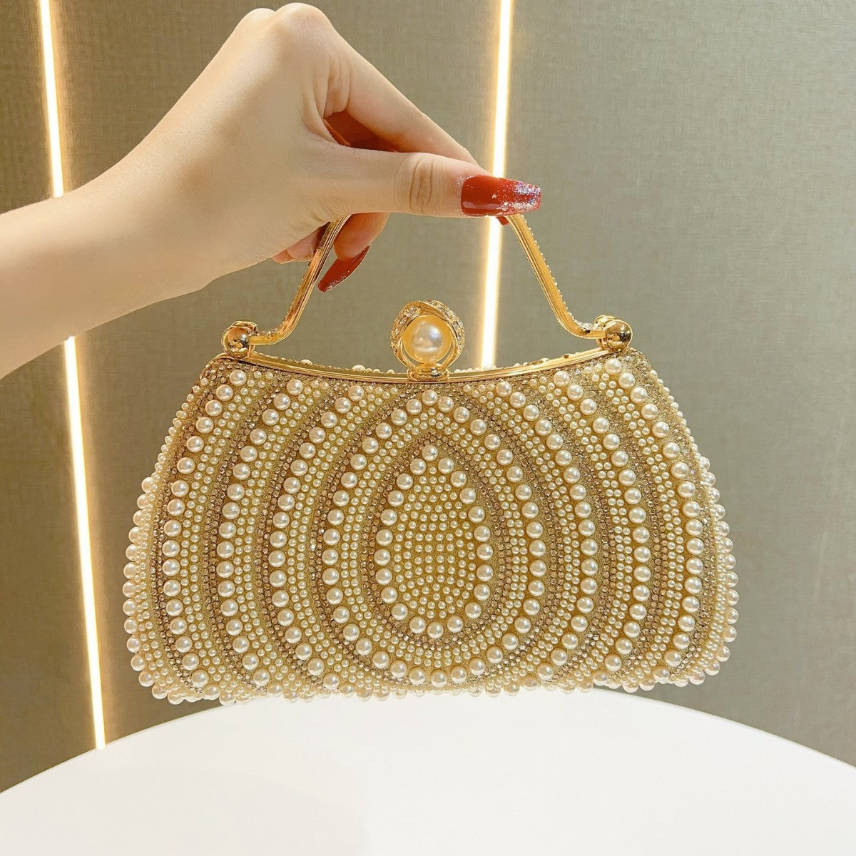 Pearl Diamond Clutch Handbag