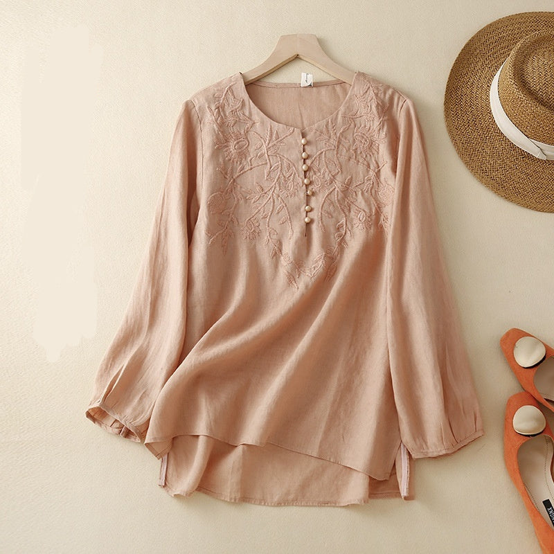 Artistic Embroidered Loose-Fit Shirt - Multi