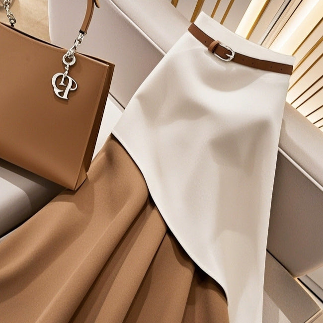 Modern A‑Line Skirt with Layered Color Blocking