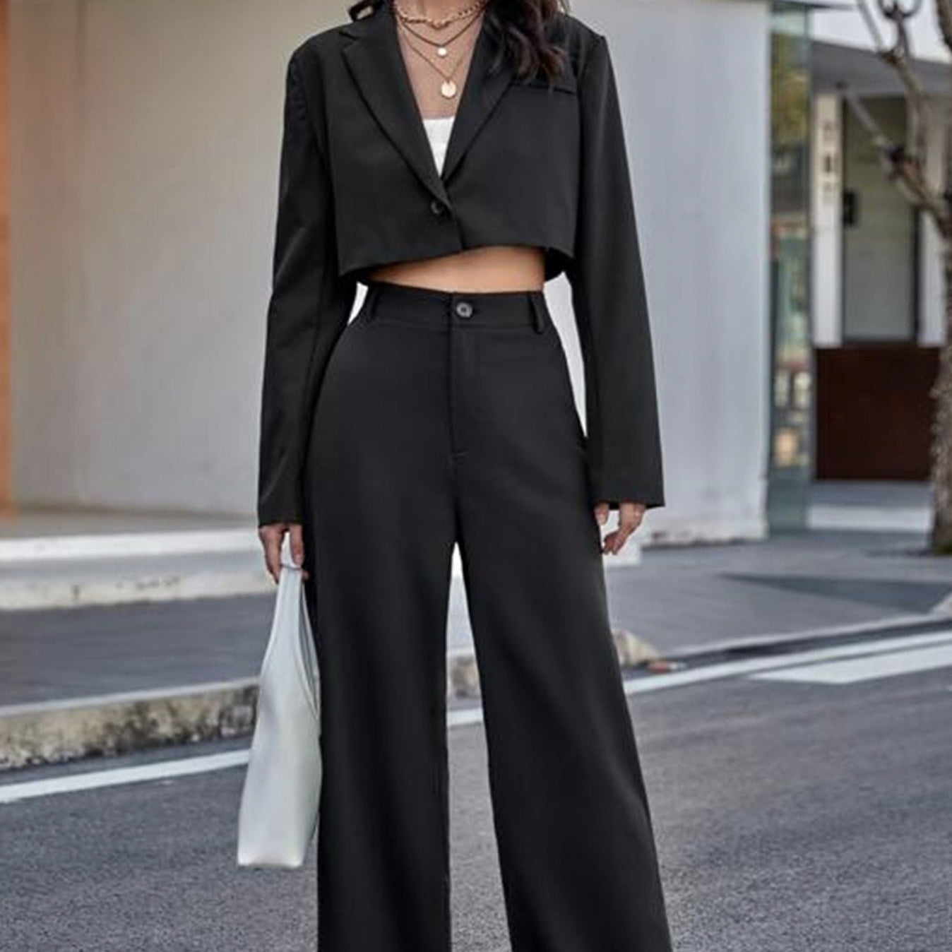 Relaxed Wide-Leg Pants with Cinched High Waist