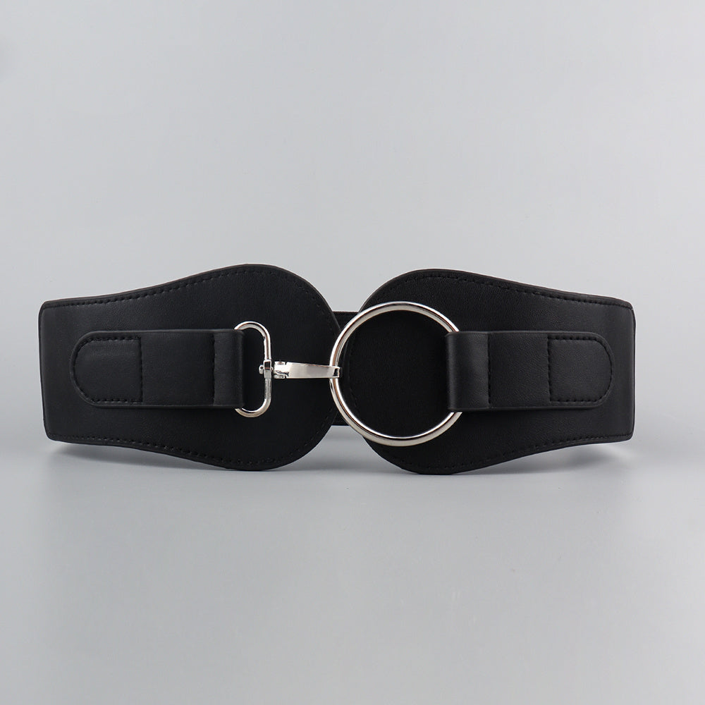 Vegan Leather Waist Cover Belt - Black