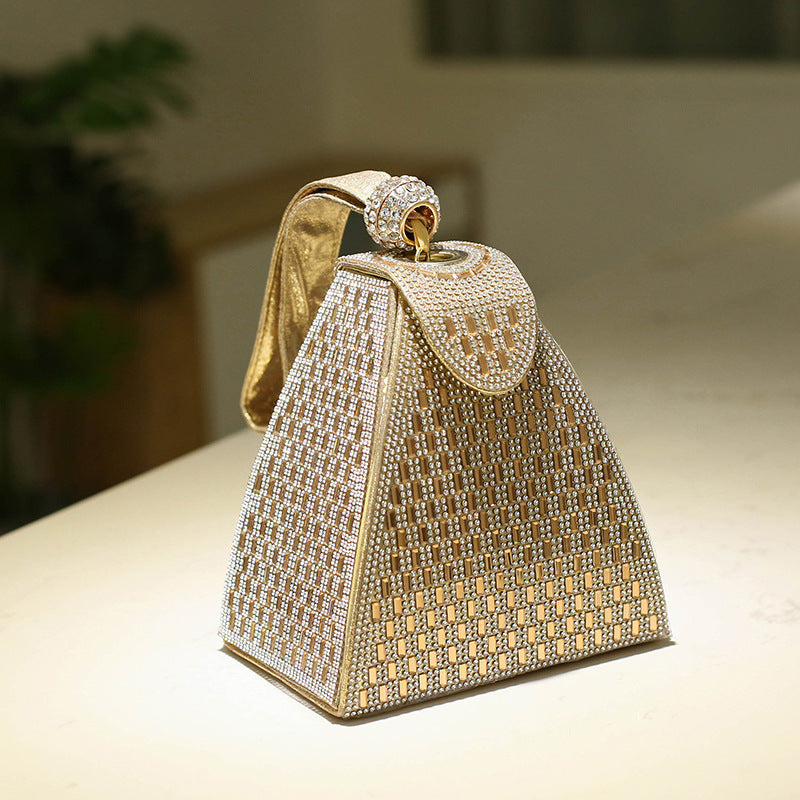 Wristlet Clutch Leather Pyramid Bag