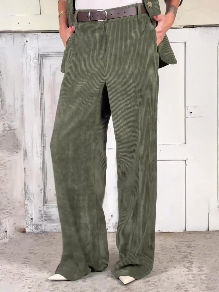 Casual Corduroy Blazer & Pants Set