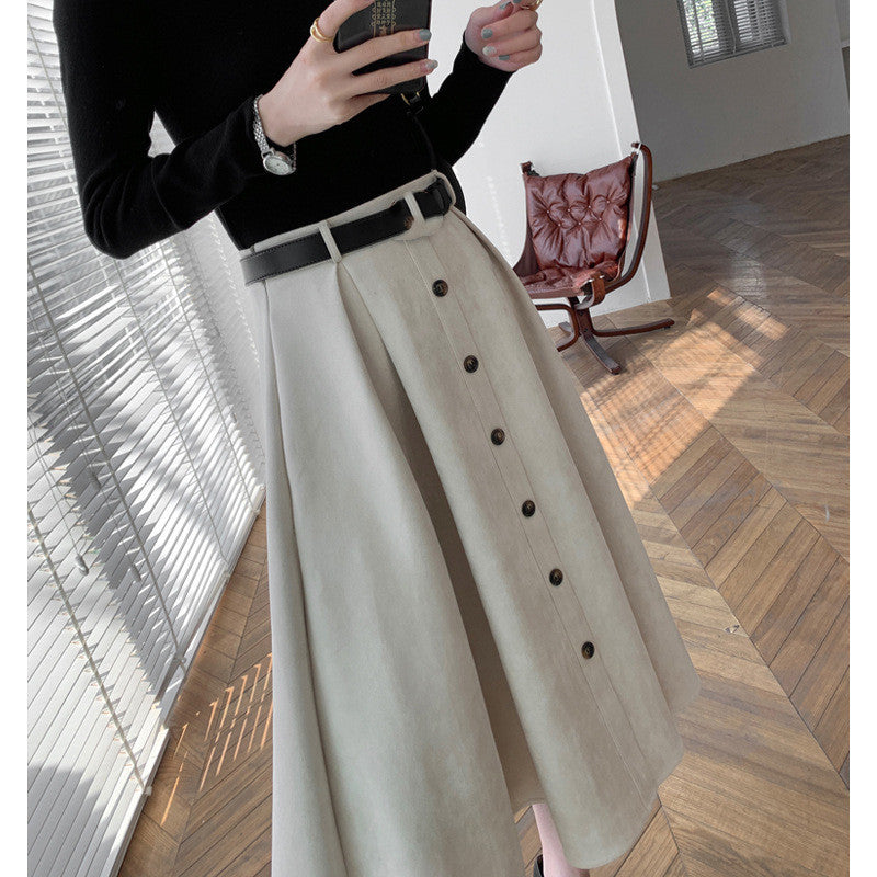 Versatile High-Waisted A-line Umbrella Skirt