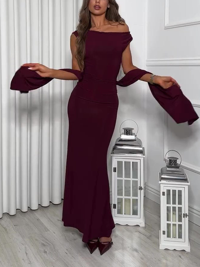Backless Maxi Dress with Strappy Bodice & Chiffon Waist Sash