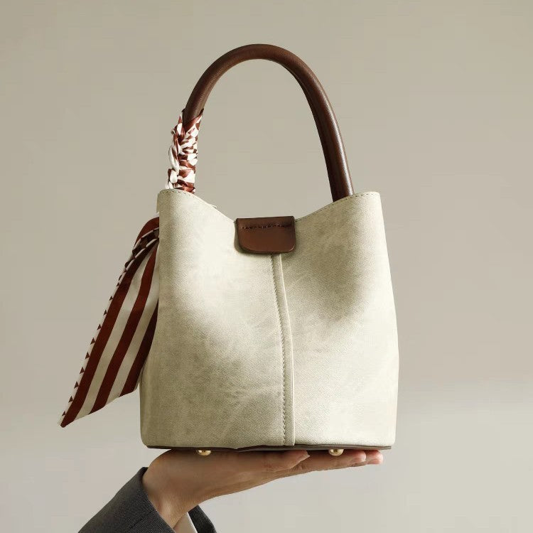 Soft Vegan Leather Bucket Handbag