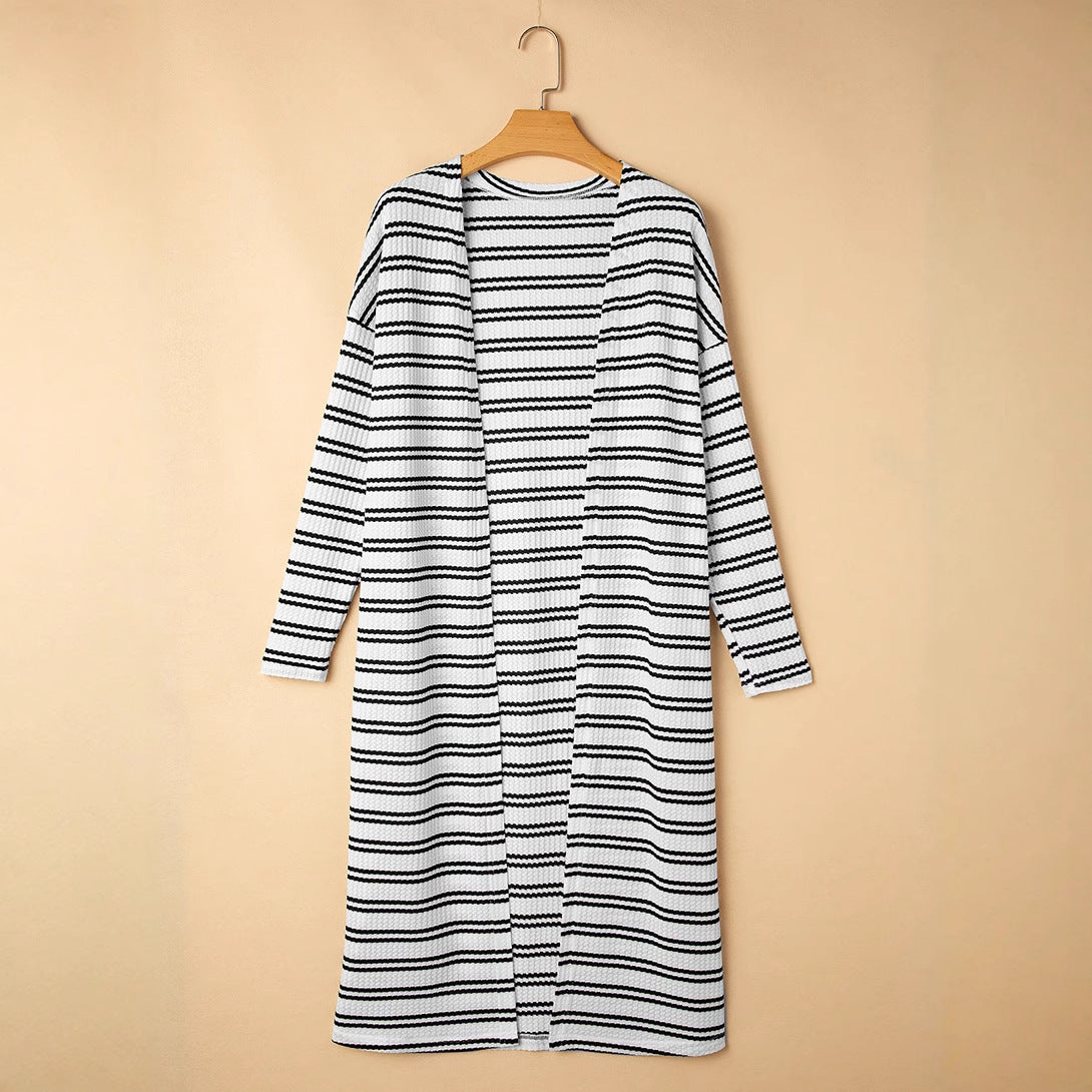 Soft Knit Striped Cardigan Duster