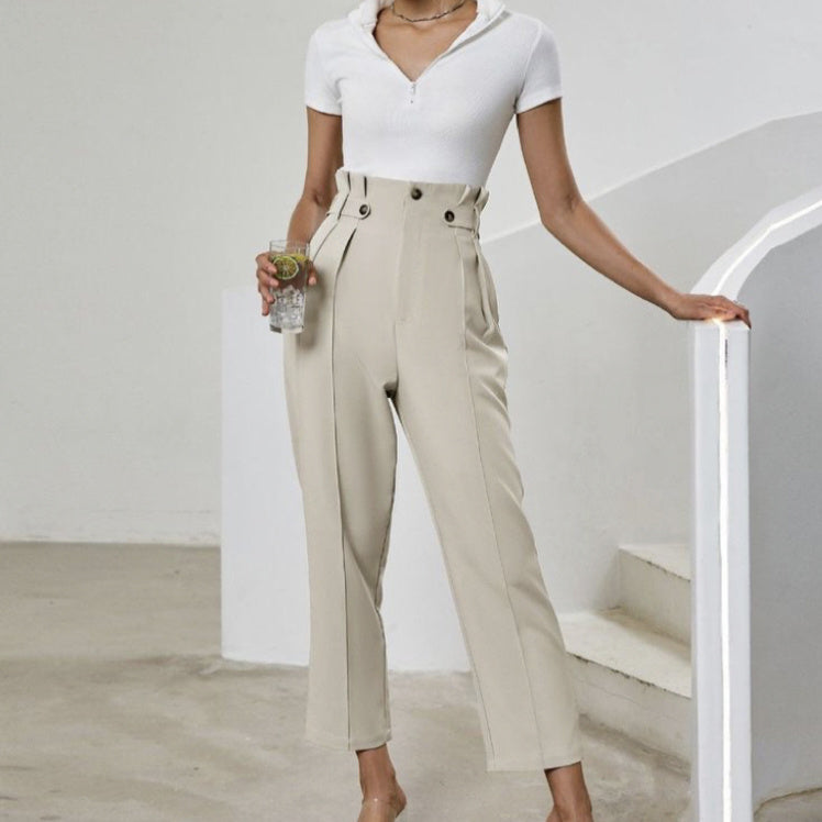 High-Waisted Straight Leg Pants