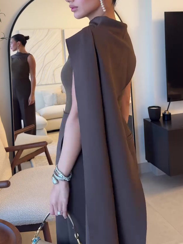 Sleeveless Scarf Top & High Waist Jumpsuit