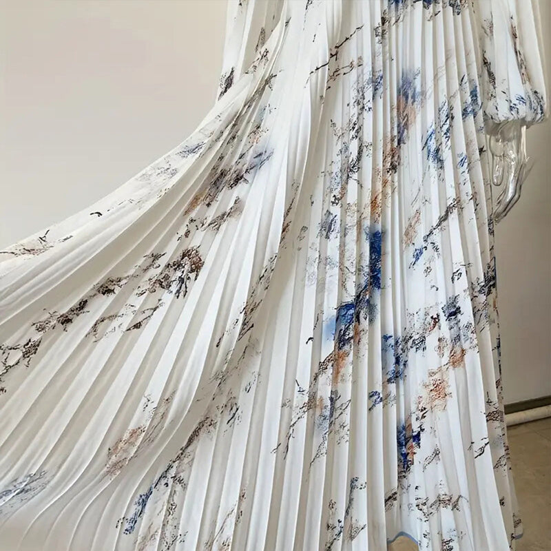Pleated A-Line Chiffon Maxi Dress