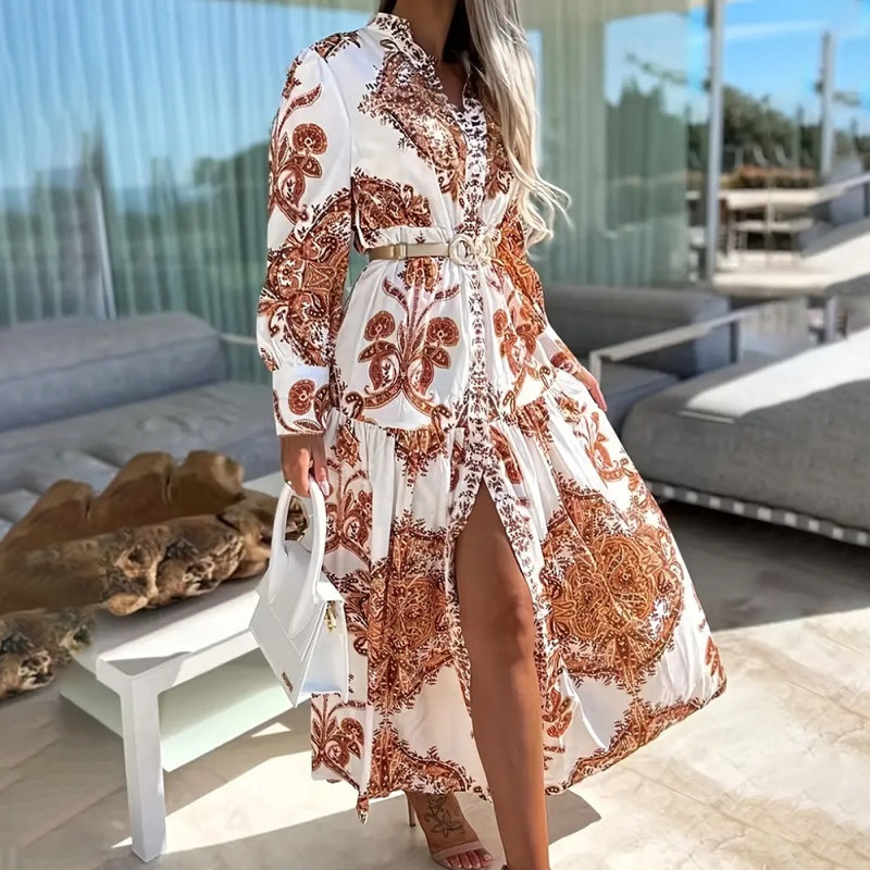 Bohemian Flowy Long-Sleeve Maxi Dress - Sienna