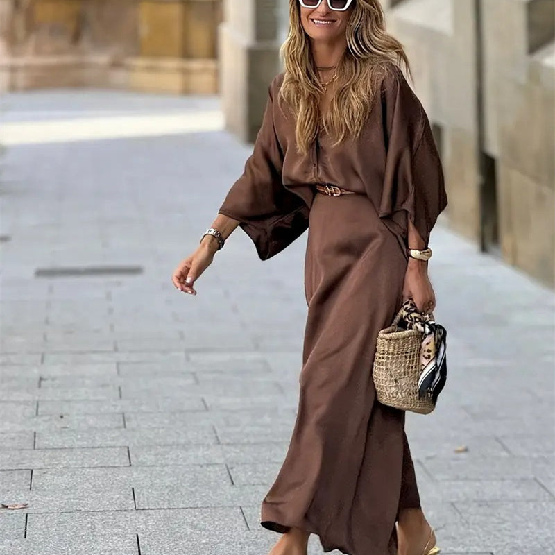 Vintage French Style Flare Long-Sleeve Shirt with Long Skirt
