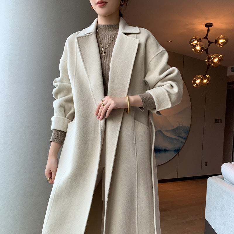 Double-Faced Belted Cashmere Wrap Coat