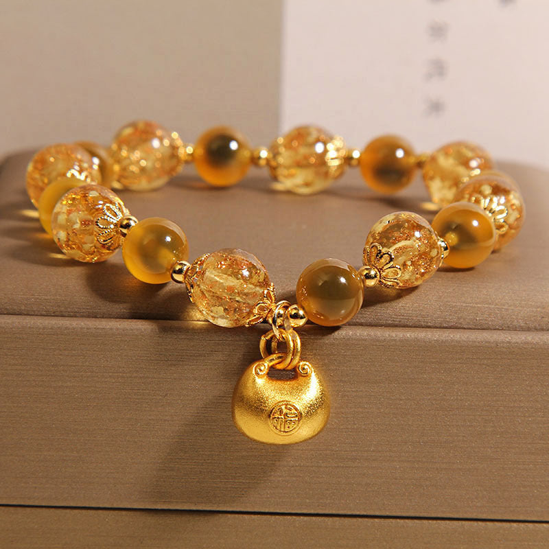 Natural Yellow Sugar Agate Crystal Bracelet