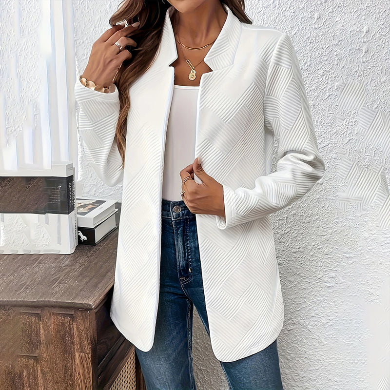 Single-Breasted Notched Lapel Textured Mid-Weight Blazer