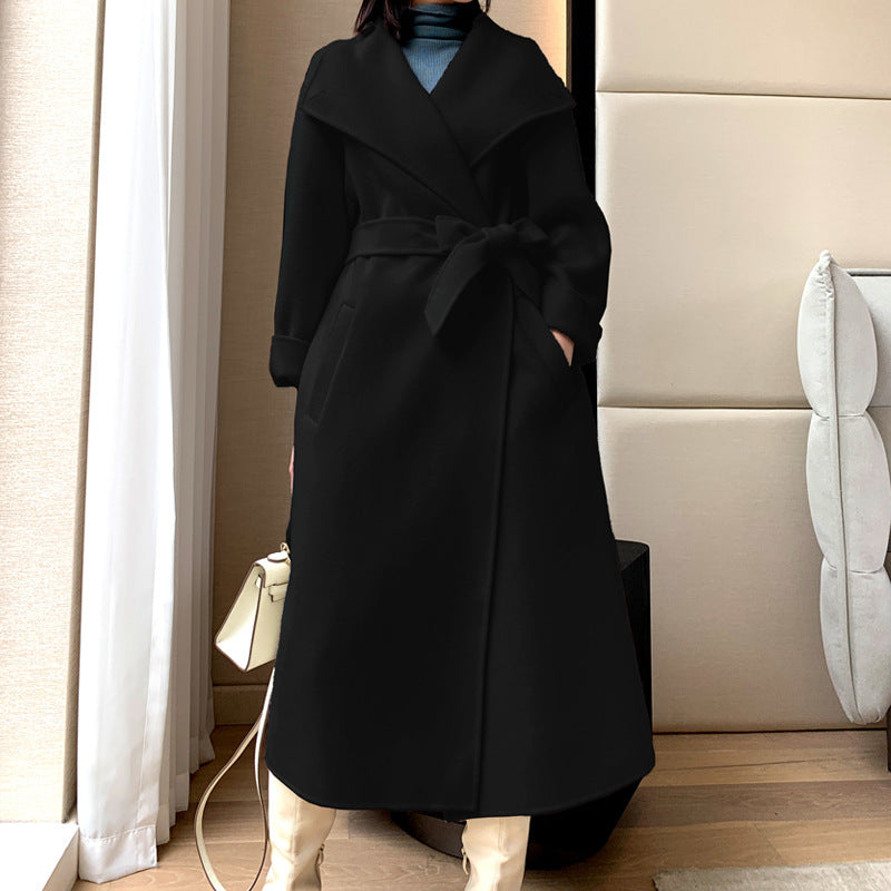 Chic Full-Length Belted Wool Coat