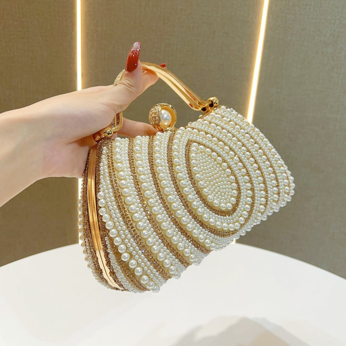 Pearl Diamond Clutch Handbag
