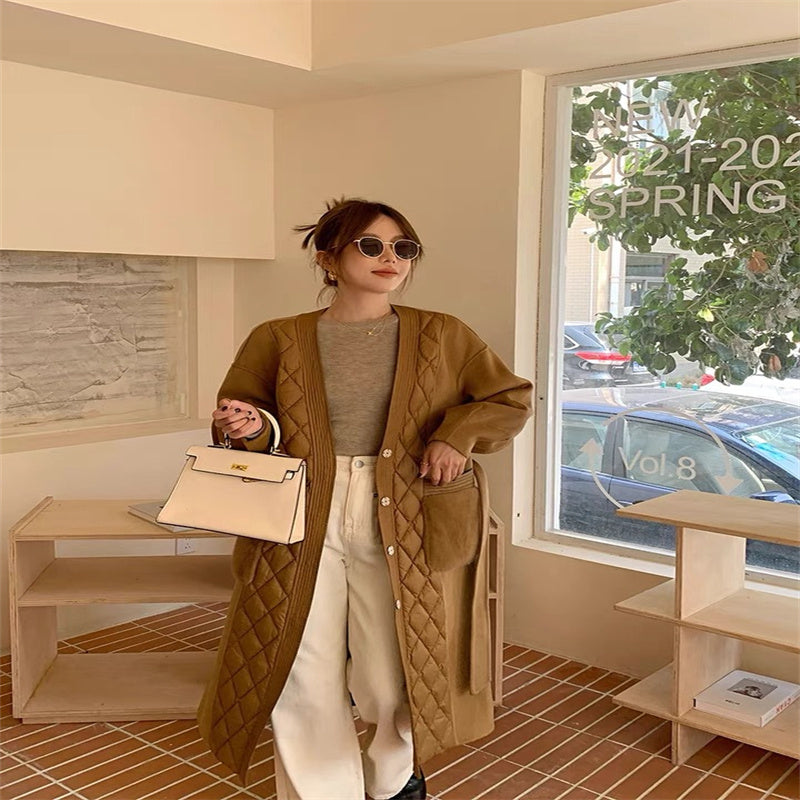 Goose Down Mid-length Belted Cashmere Coat