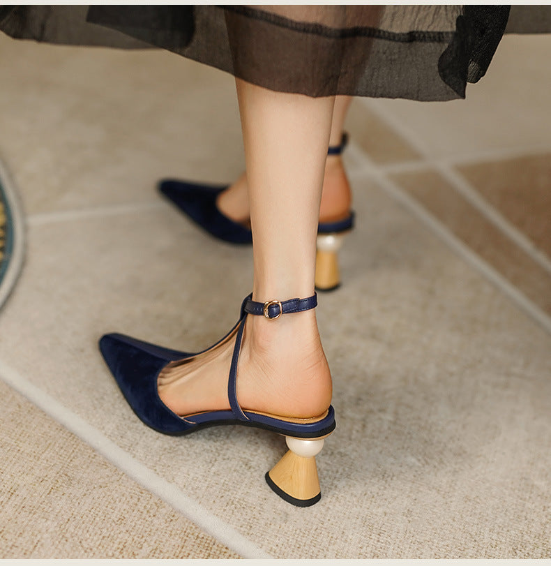 Retro French-Style Suede Sandals