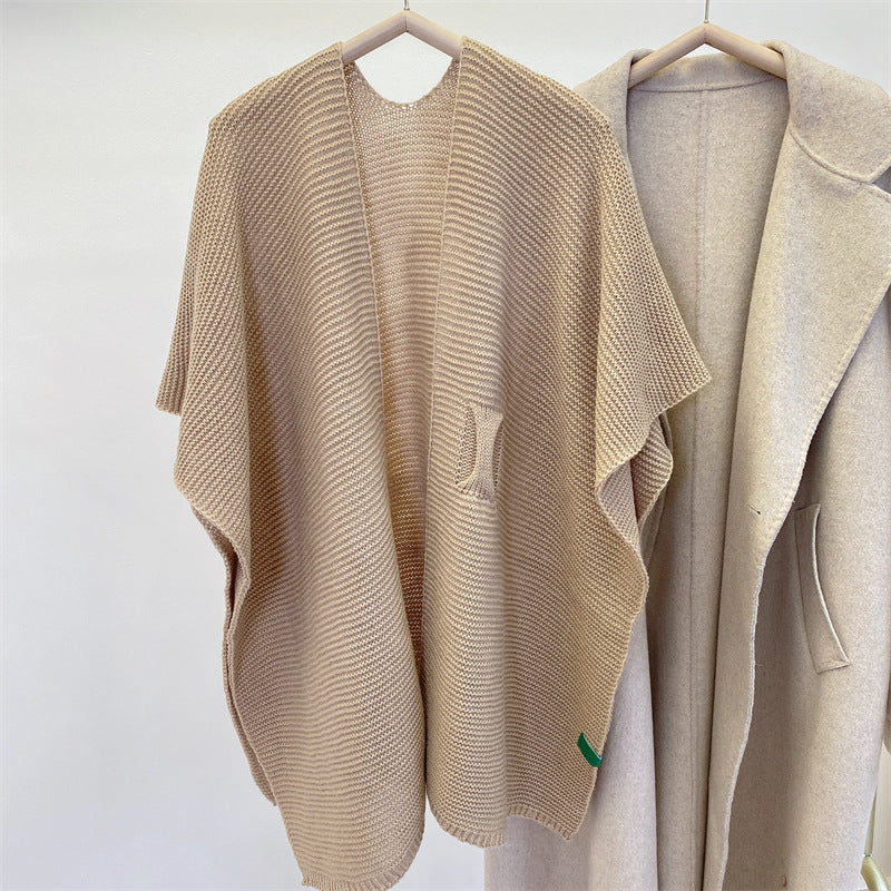 Thickened Buckle Wrap Knit Shawl