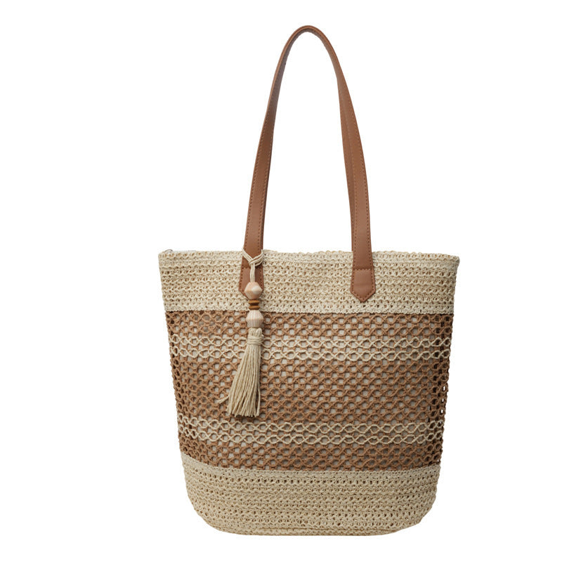 Straw Sholder Bag with Tassel Pendant
